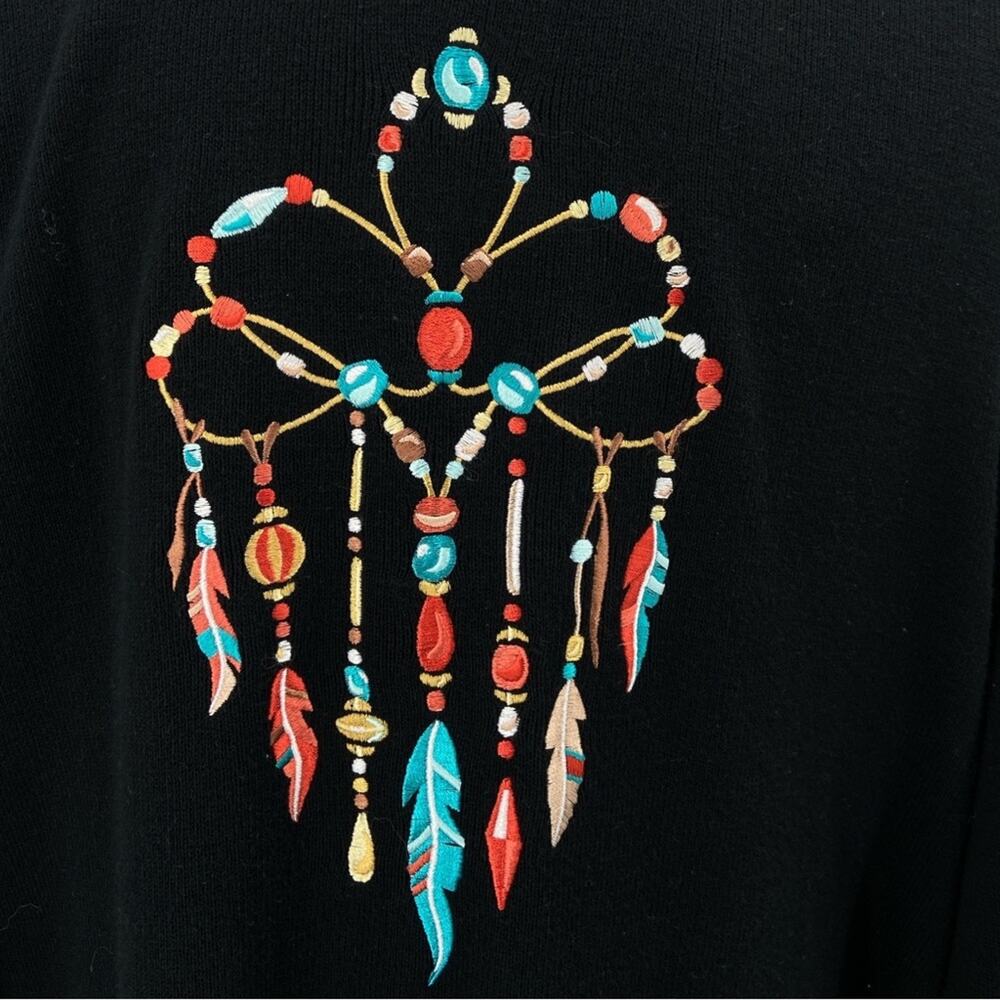 Bob Mackie Wearable Art Cardigan Sweater Dream Catcher Feather‎ plus 1X - Picture 4 of 6